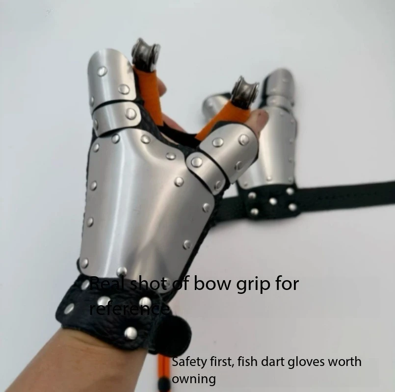 New 304 Stainless Steel Fish Shooting Gloves Protective Armor for Slingshot Fishing Gear