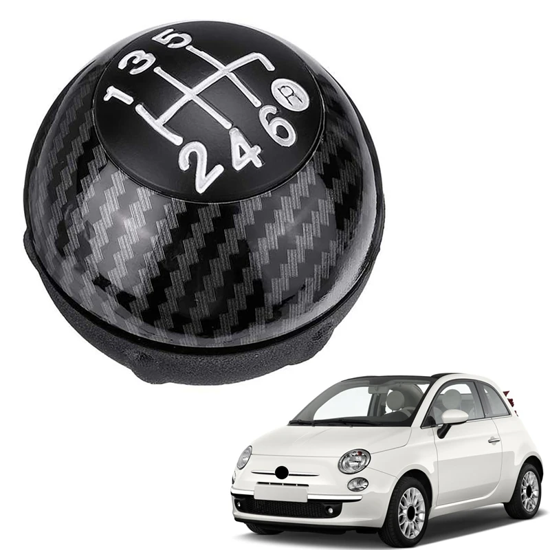 6 Speed Carbon Handle Gear Shift Knob Stick for Fiat 500 2012-2018 Menual Transmission Lever Handle Gear Shift Knob