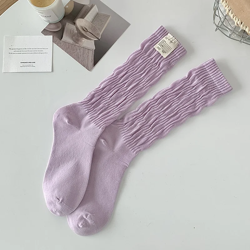 Breathable Sweat Wicking Solid Cotton Slouch Shoe Insoles Japanese Ins Trendy Mid Calf Foot Pads Women Fashion Shoe Inserts