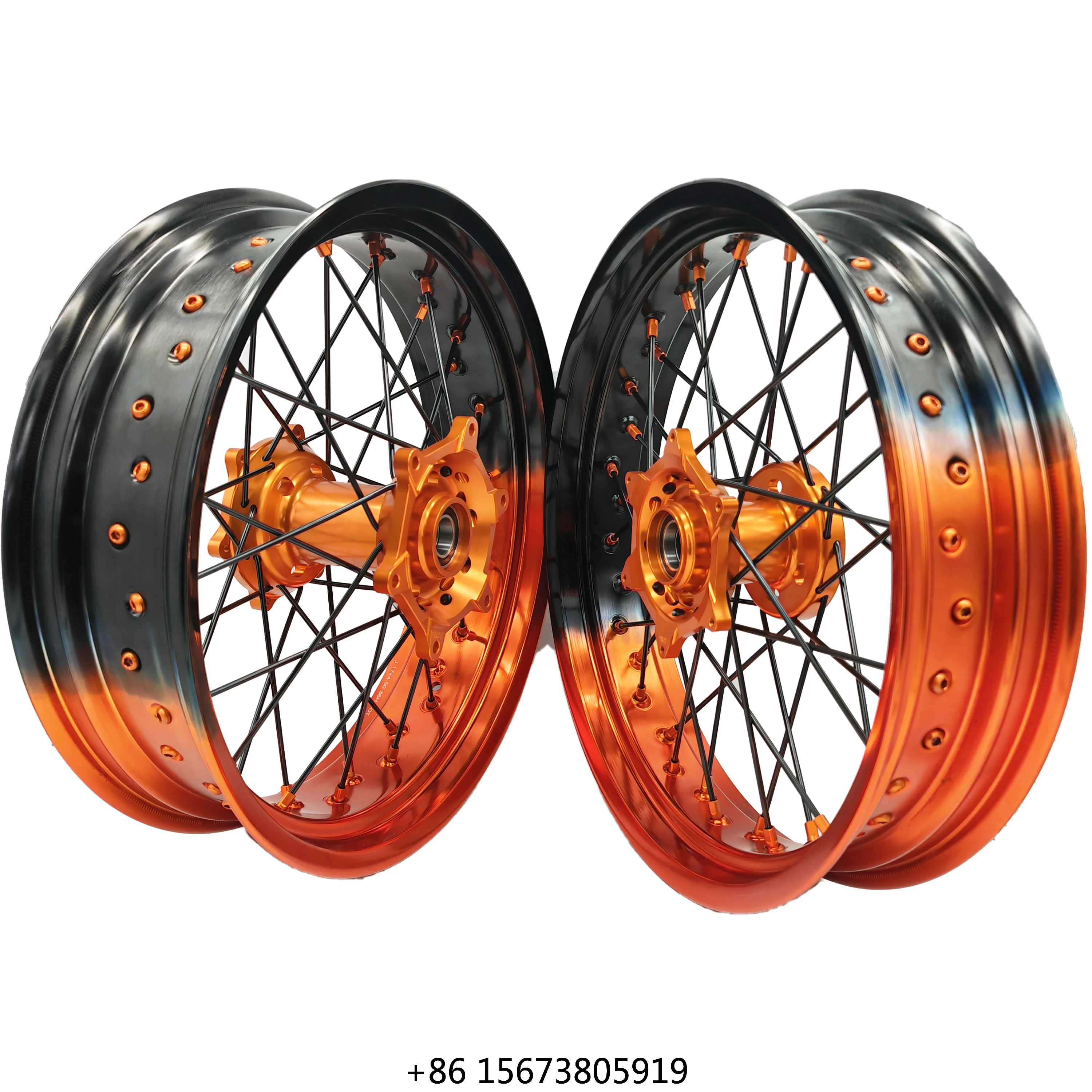 

Комплект колес EXC SXF MC XE TE FE 16/17: двухцветные красно-черные диски, спицованные колеса для супермото и мотарда