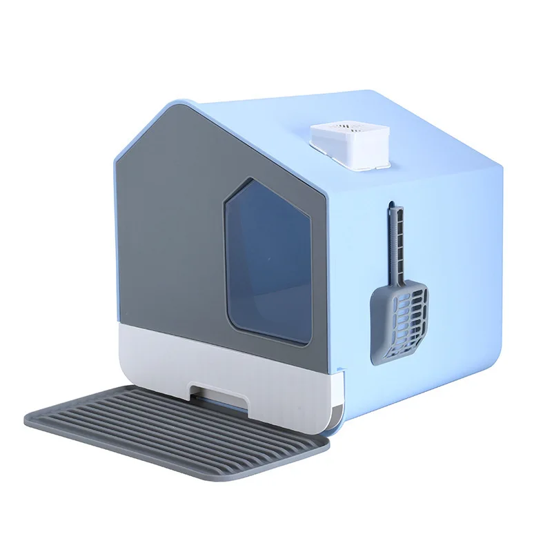 Caja de arena para gatos casa cerrada anti-olores y anti-salpicaduras