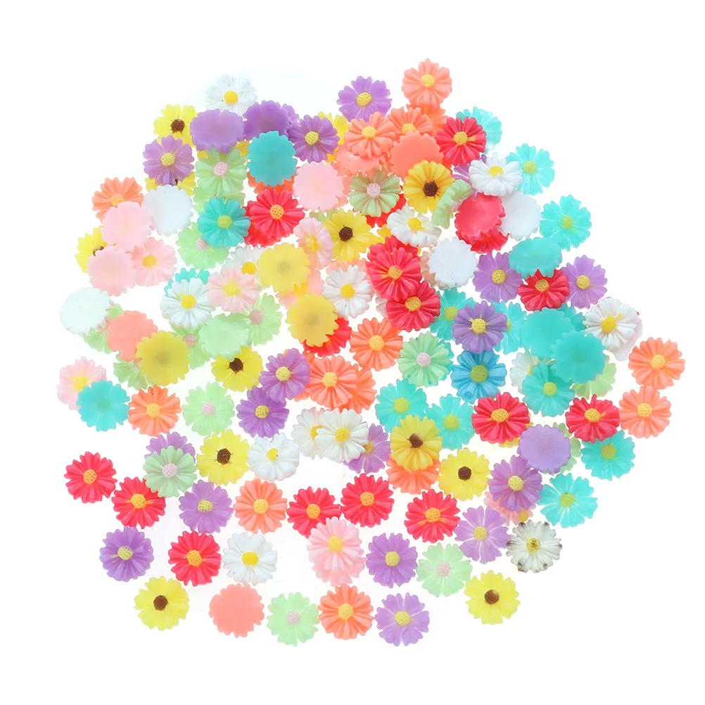 13mm Mixed Color Daisy Resin Flatback Cabochons for DIY Phone Cases, Scrapbooking & Jewelry Making (200pcs)