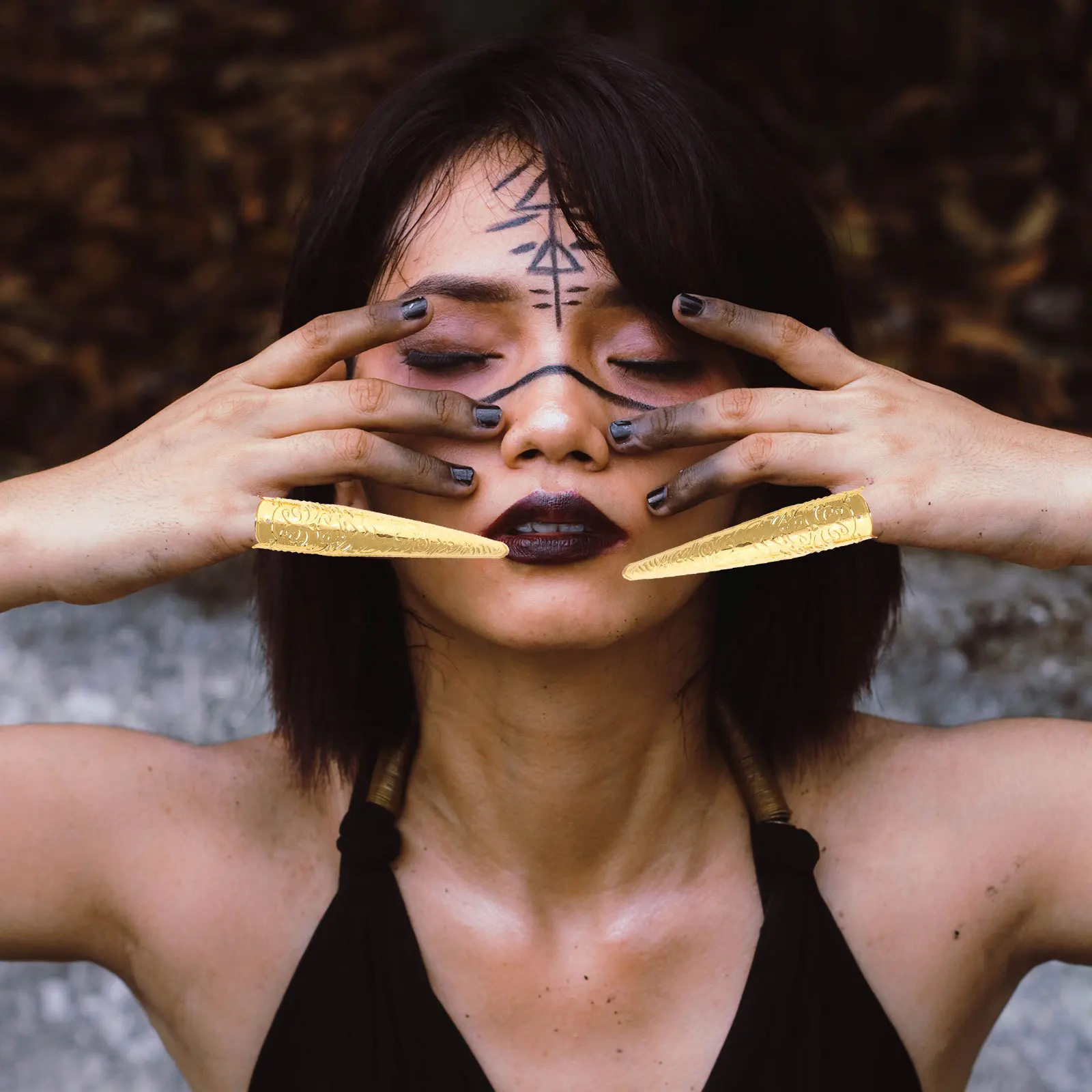 5 pezzi spettrali anelli per artigli sulla punta delle dita punte per unghie finte in lega per costume di Halloween accessorio cosplay Eerie Party Finger Nail Decor