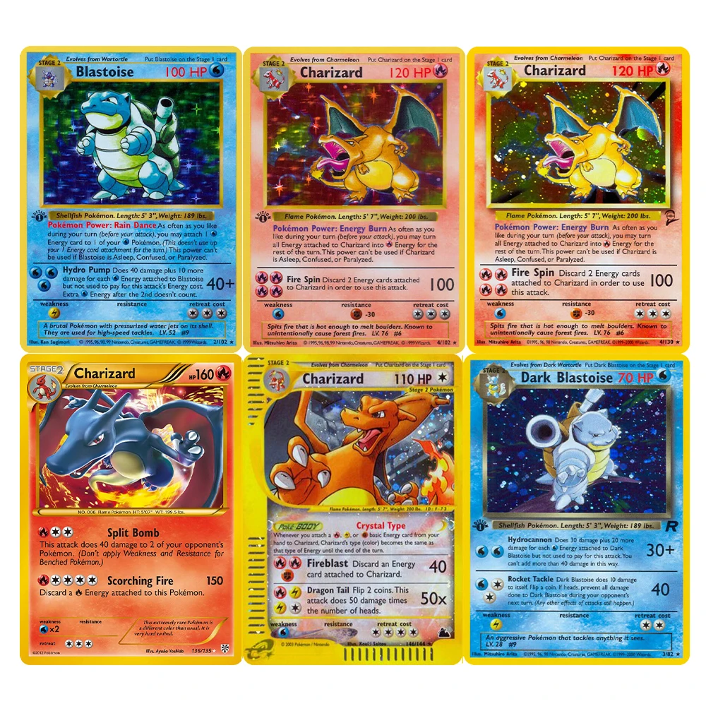 PKM 1996 1st Edition Base Set Single Flash Proxy Cards Charizard Blastoise  Shining Charizard Lugia Gengar Game Collection PTCG