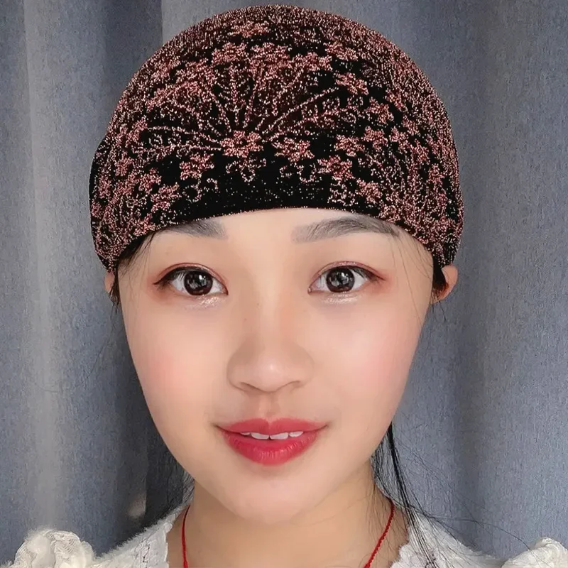 New Fashion Flower Turban Stretch Inner Hijab Cap for Muslim Women Under Scarf Bonnet Under Hijab Hats Hair Loss Headscarf Wrap