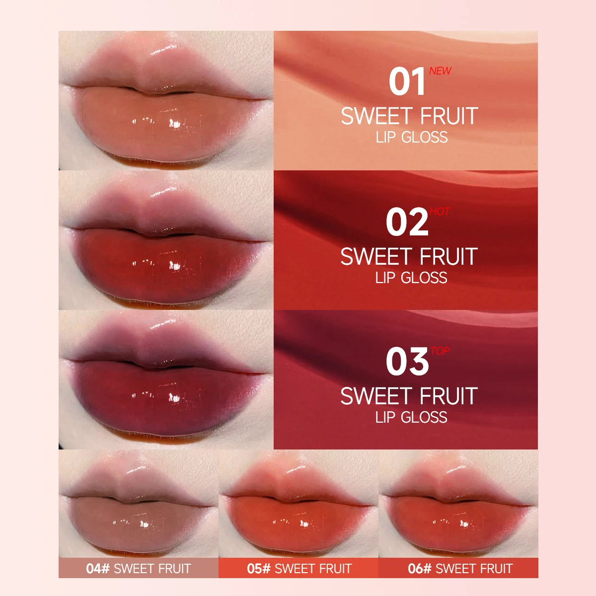 1 Stück farbige feuchtigkeitsspendende Lippenglasur mit Fruchtgeschmack, langanhaltender feuchtigkeitsspendender Lipgloss, Wasserglanz-Finish für alle hellbeige Arten