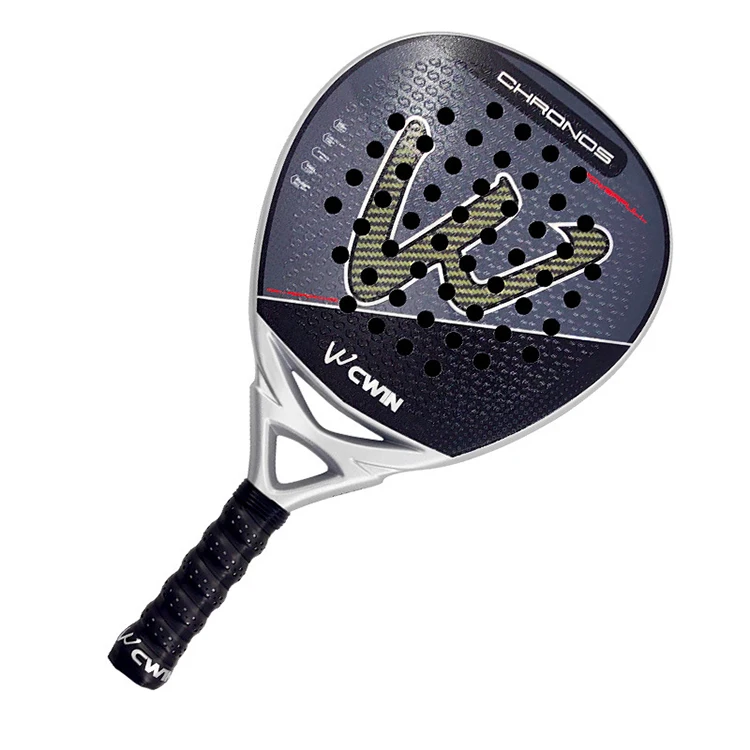 Custom printed Carbon fiber material padel racket, 38mm thickness 360g weight, carbon fiberglass composite surface OEM for amate