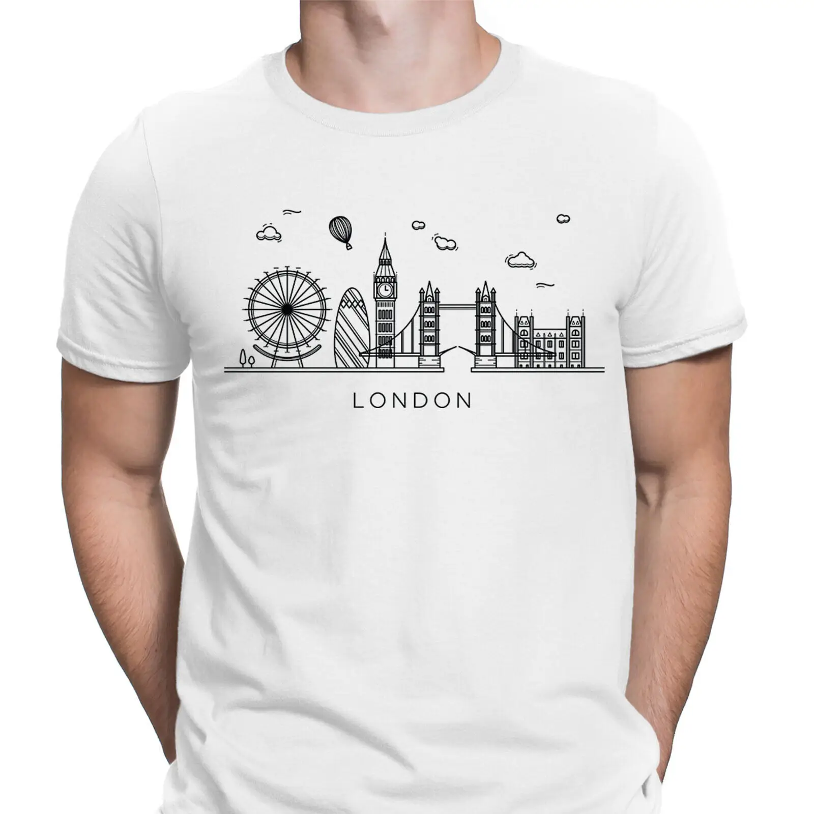 Лондонский пейзаж, Англия, Великобритания, башня, сувенир, милый подарок, Футболки унисекс, тройник