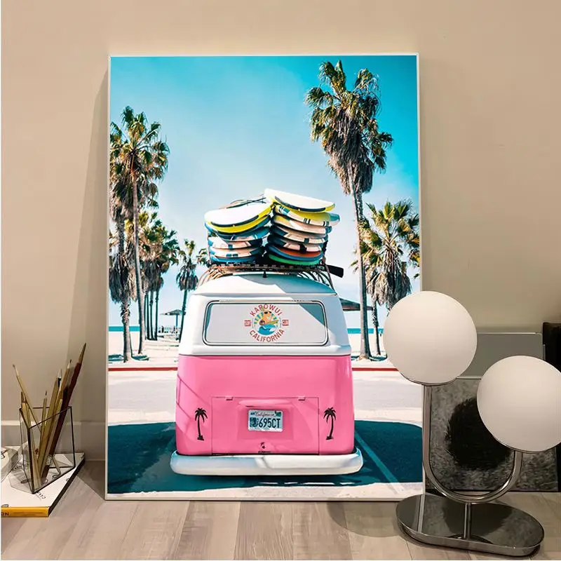 California Print Set Surf Wall Art Canvas Painting Beach Self-adhesive Art Poster Whitepaper Prints Posters Artwork Home Decor