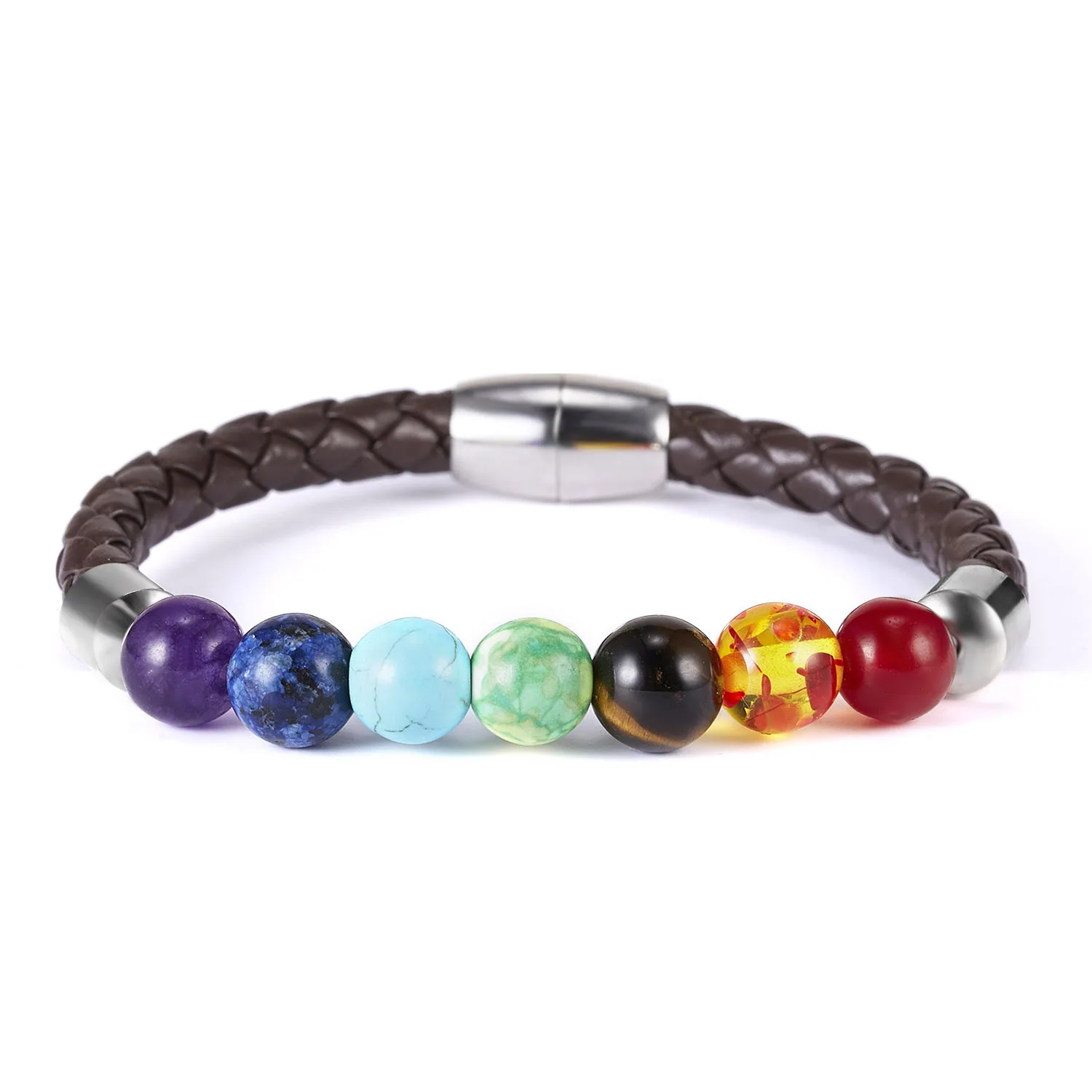 Classic 7 Chakra Beads Bracelet, Natural Stone Healing