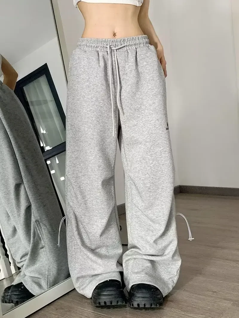 Gray Sweatpants Women Wide Oversize Vintage Sport Joggers Pants Autumn Winter Korean Style Trouser Harajuku Streetwear