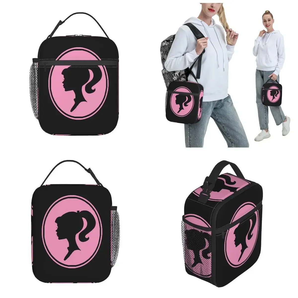 Barbie Pink Girls Y2K Insulated Lunch Bag Portable Lunch Container Thermal Bag Tote Lunch Box Work Outdoor Food Storage Bags