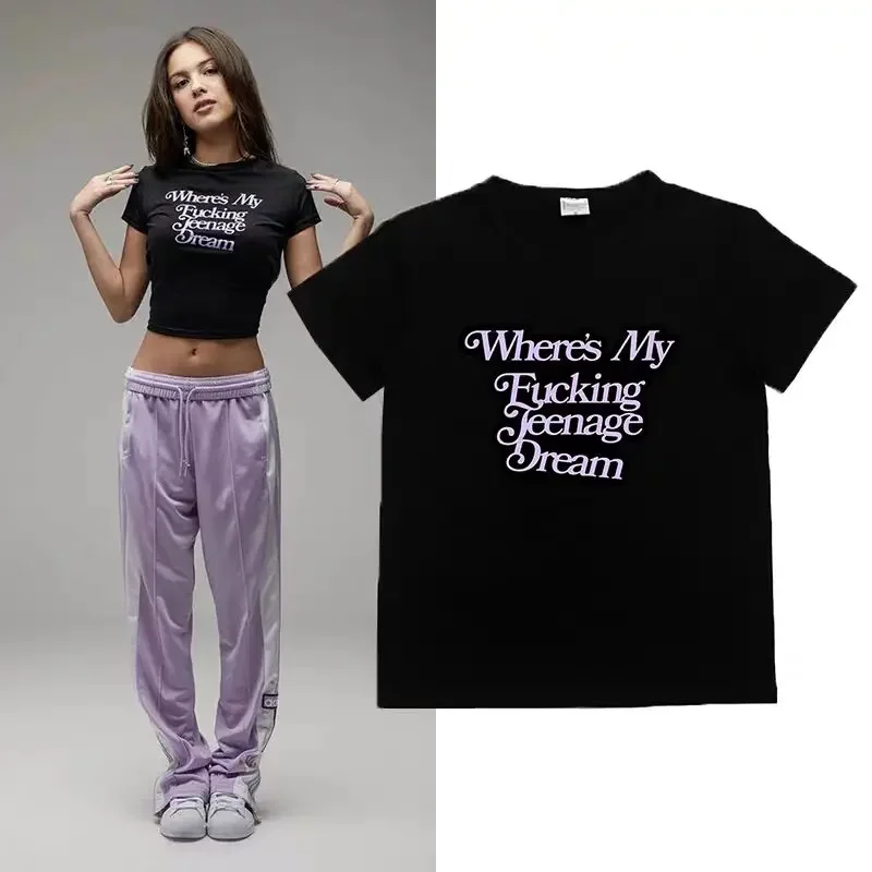 2024 OR GUTS world tour Tshirt Vintage High quality luxury Women's Cotton short-sleeved Crop Tops Navel Baring Sport T-shirt