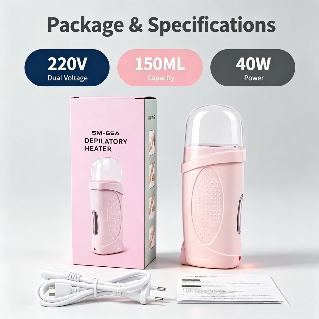220V Roll-on Wax Heater Portable Depilatory Wax Warmer 150ML Hair Removal Machine Visual Window Body Waxing