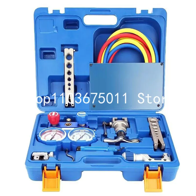 

VTB-5B Refrigeration Integrated Flare Tool Kit Refrigeration Tool Kit Expander Kit with R410 Refrigerant Pressure Gauge