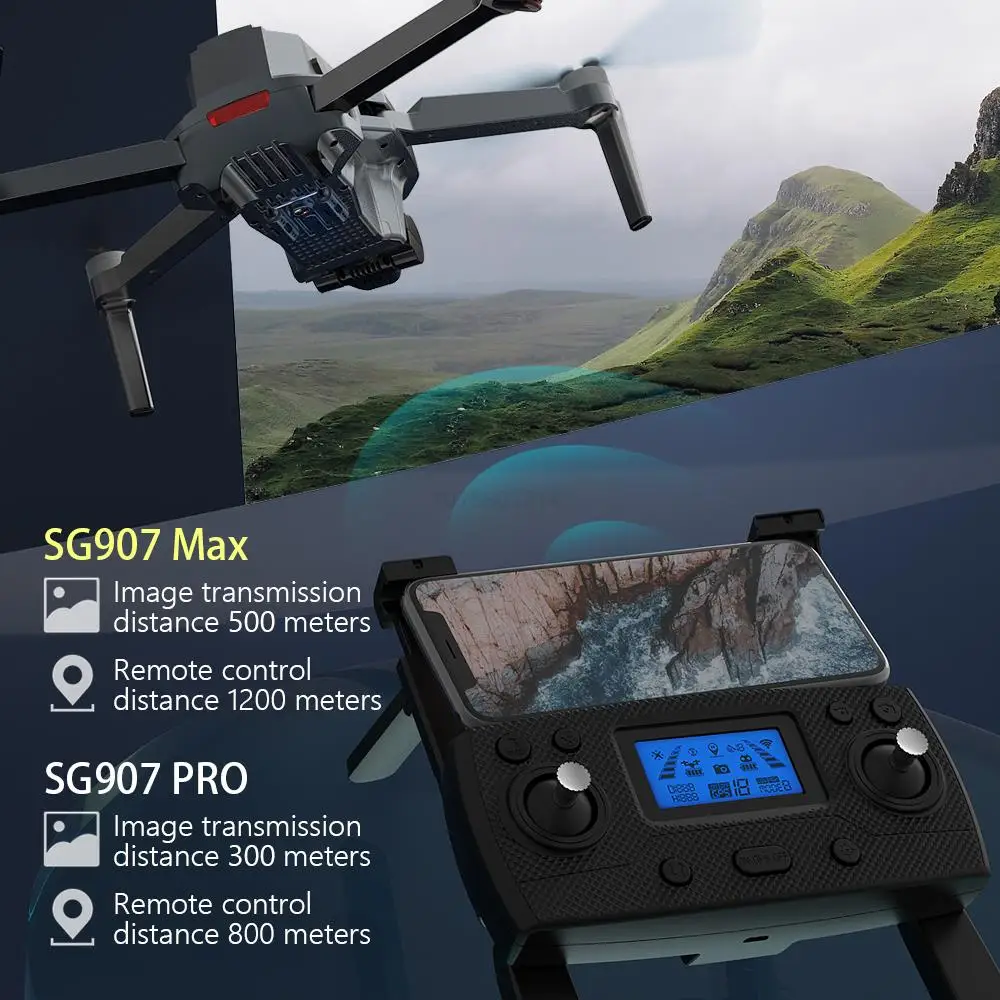 Imagem -05 - Veículo Aéreo Dobrável com Câmeras Duplas Sg907 Max Fpv Eixos Tração Nas Quatro Rodas Dobrável Definição hd 4k Profissional