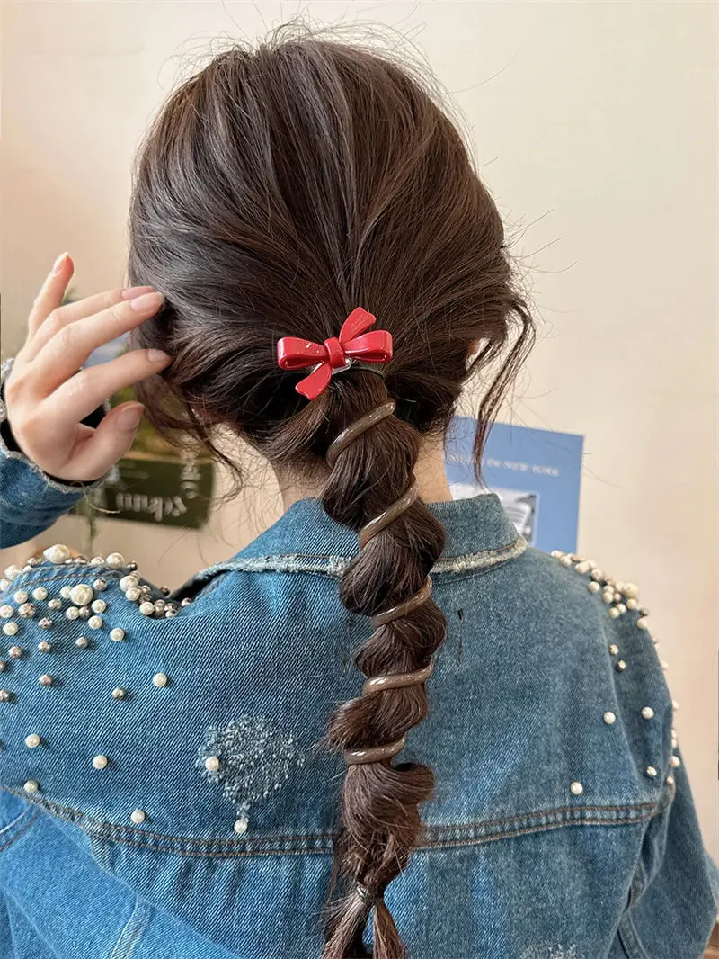 Spring and Summer Cute Bow, Bubble Braid, Braided Hair Tool, Head Rope, Women\'s 2024 New High end Feel Telephone Wire Hair Loop