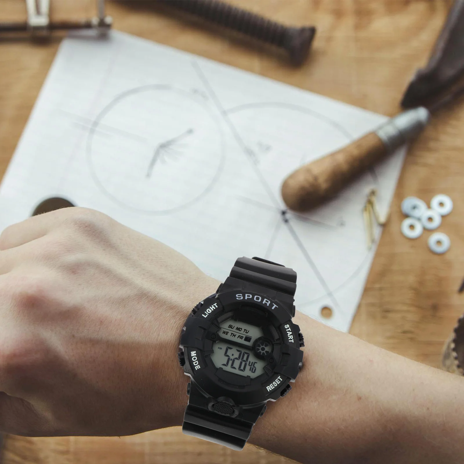 

Waterproof Kids Digital Wristwatch Multifunction Sports Watch Large Screen Backlight Night Glow Electronic Students Watch