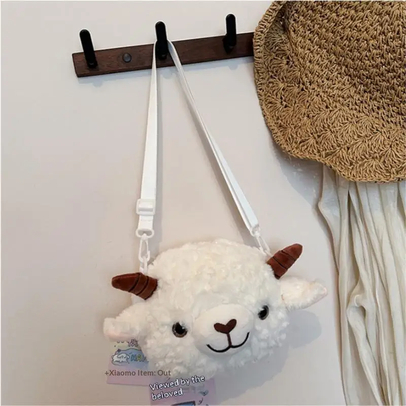 Kawaii-Tasche für Damen, Cartoon-Schaf-Plüsch-Umhängetasche, neue Crossbody-Tasche, kleine Handytasche, Bolsa Feminina – Detail 19