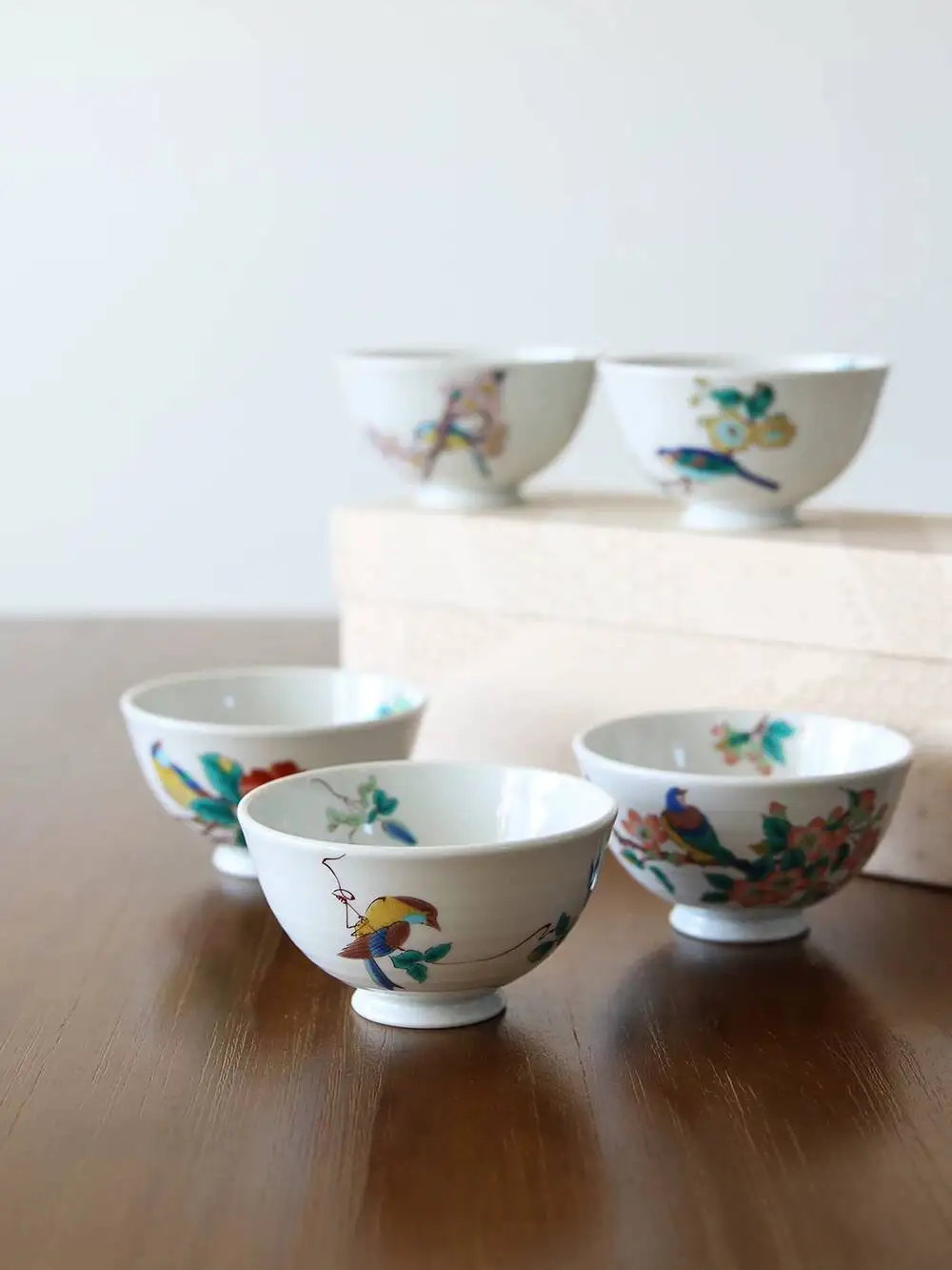 In Stock Japanese Imported Kutani Ware Flower And Bird Rice Bowl Set Box Housewarming Wedding Gift Tableware