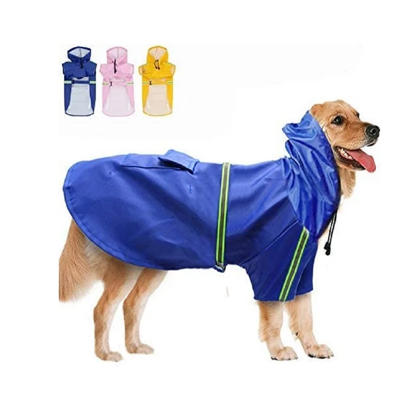 

Best Selling Pet Raincoats Rain Coat Jacket Reflective Waterproof Big Dog Raincoat Puppy Poncho with Hood