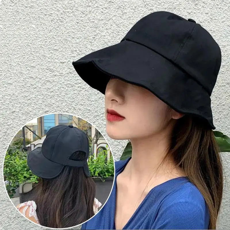 

Летняя складная шляпа от солнца с широкими полями, женские солнцезащитные шляпы, регулируемая уличная пляжная панама с защитой от ультрафиолета, козырьки, рыбацкие шапки с хвостиком