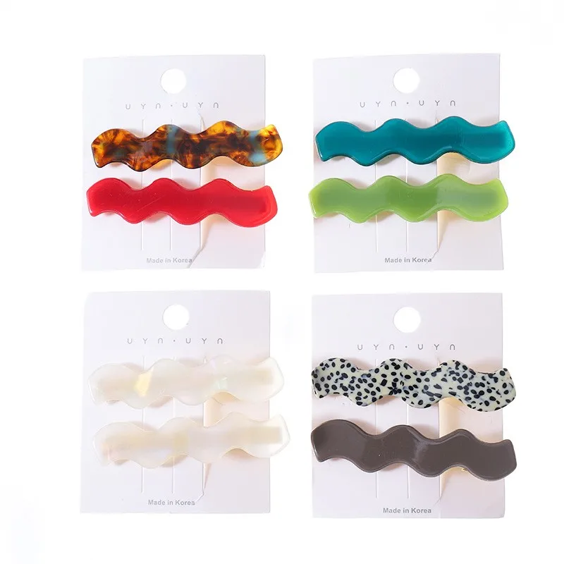 3pcs/Set Colourful Wave Shape Hair Clip Fashiona Leopard Print Hair Accessories Hollow Out Paillette Hair Pin