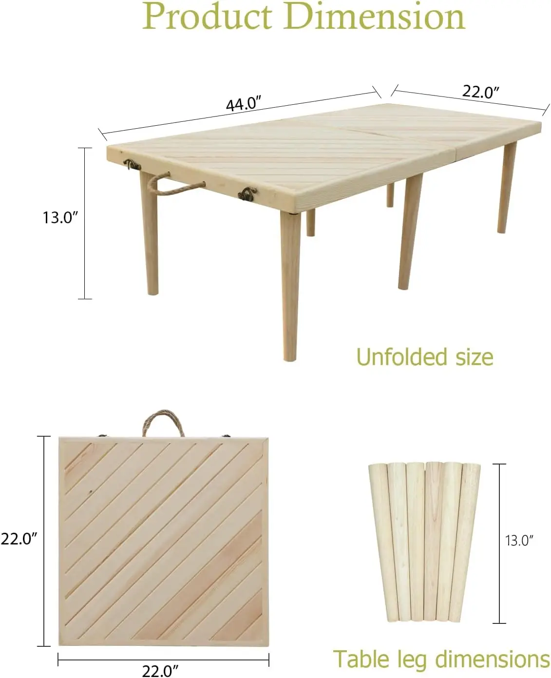 Table,22 * 44 Inch,Boho Low Picnic Table,Foldable Picnic Table Low Height,Mini Picnic Table,Picnic Table for Two,Camping Tables