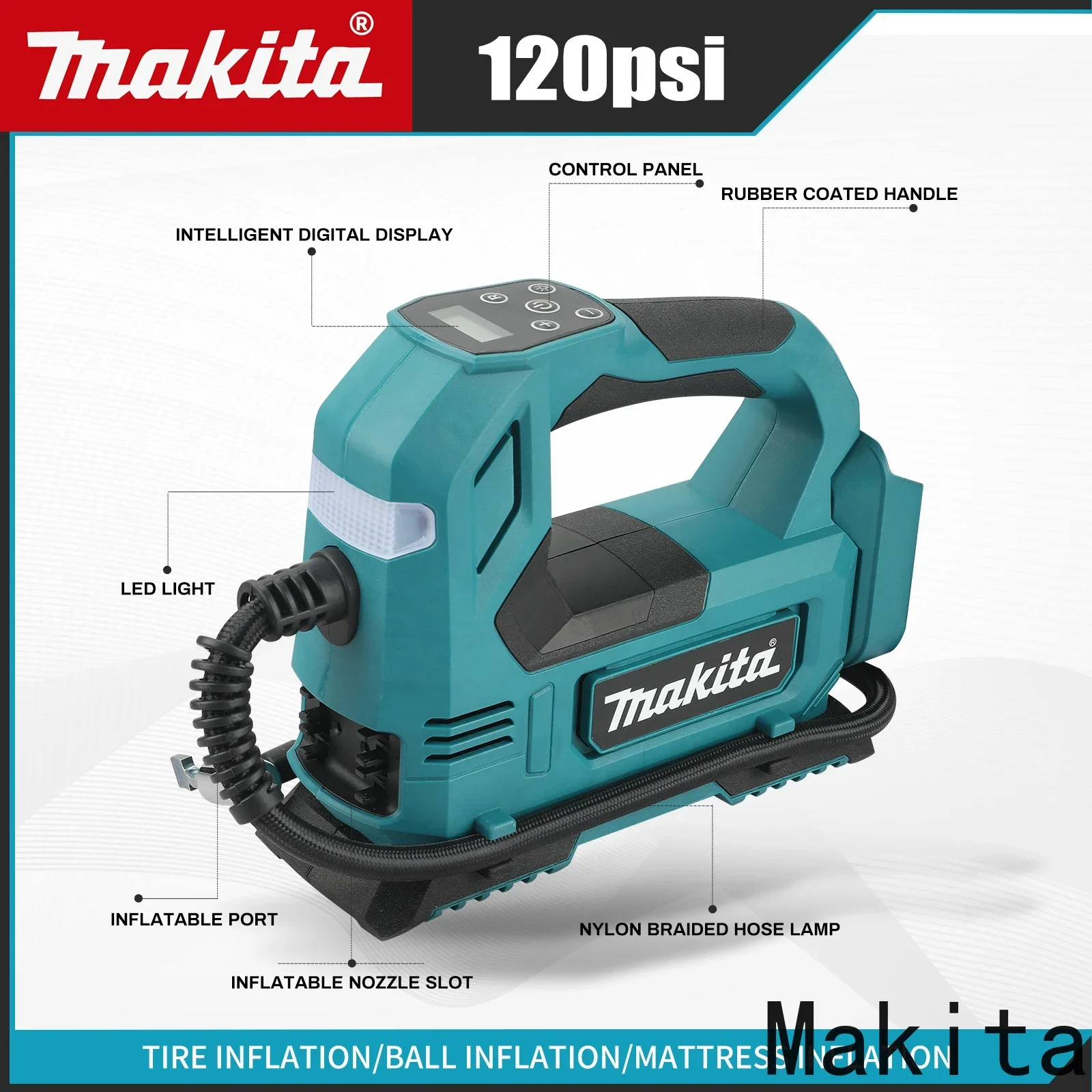 Makita DYS59 Automatic Cordless Inflator Electric Air Pump Car Tire Handheld Air Compressor For Makita 18V Battery(No Battery)