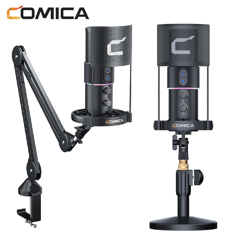 

Comica STA-U2A Studio Condenser Mic for Computer Smartphone Mic With Suspension Scissor Microphone Stand for YouTube Tiktok Live