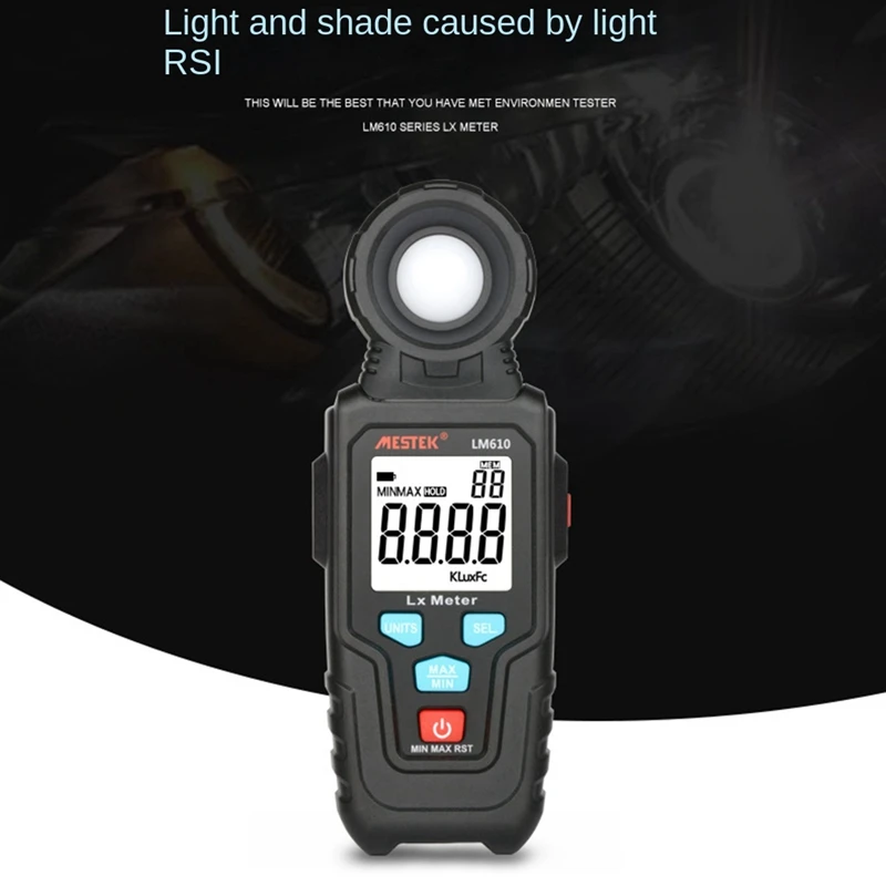 MESTEK LM610 Digital Illuminance Meter Illuminance Measuring Instrument Three Test Modes