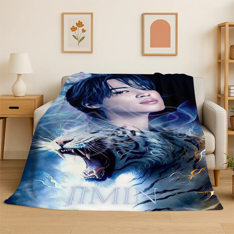 Cobertor de Flanela Kpop B-BTS Park Ji Min, Cobertor Macio e Quente para Quarto, Sala de Estar, Viagem, Camping, Piquenique, Presente