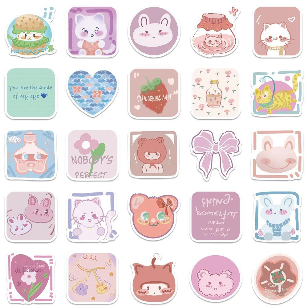 10/30/50 個かわいいイン漫画ステッカー美的 DIY スクラップブッキング学校文具用品子供のためのかわいい装飾デカール