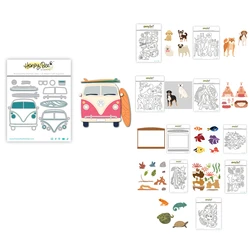 HonB Layers Beach Bound Dog Aquarium Cutting Dies for New 2025 Scrapbooking Paper Making Frame Craft Card