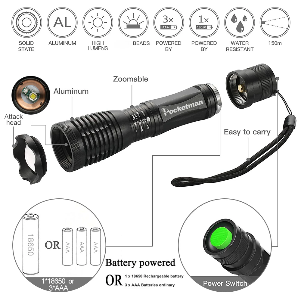 UV LED Ultravioleta Tocha Lanterna, Luz Negra, Luz branca para Pet detecção de escorpiões urina, Iluminação interior, 395nm