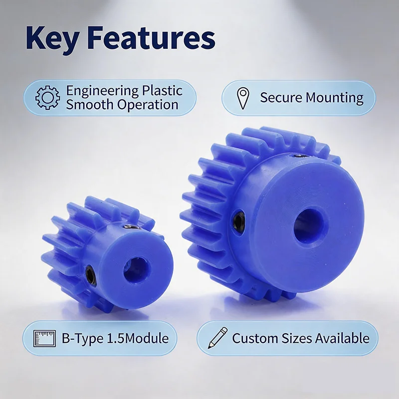 1.5M 1.5 Module Nylon Spur Gear 12/13/14/15/16/17/18/19/20/25/30 Teeth Blue Plastic Gear for Industrial Drive