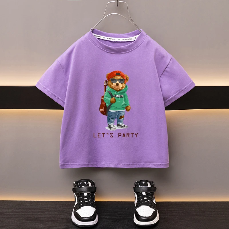 

Summer Kids T-shirts Boys Girls Cotton Cartoon Tees Trendy Graphic T-shirts Children Breathable Sweat Wicking Sports Top New