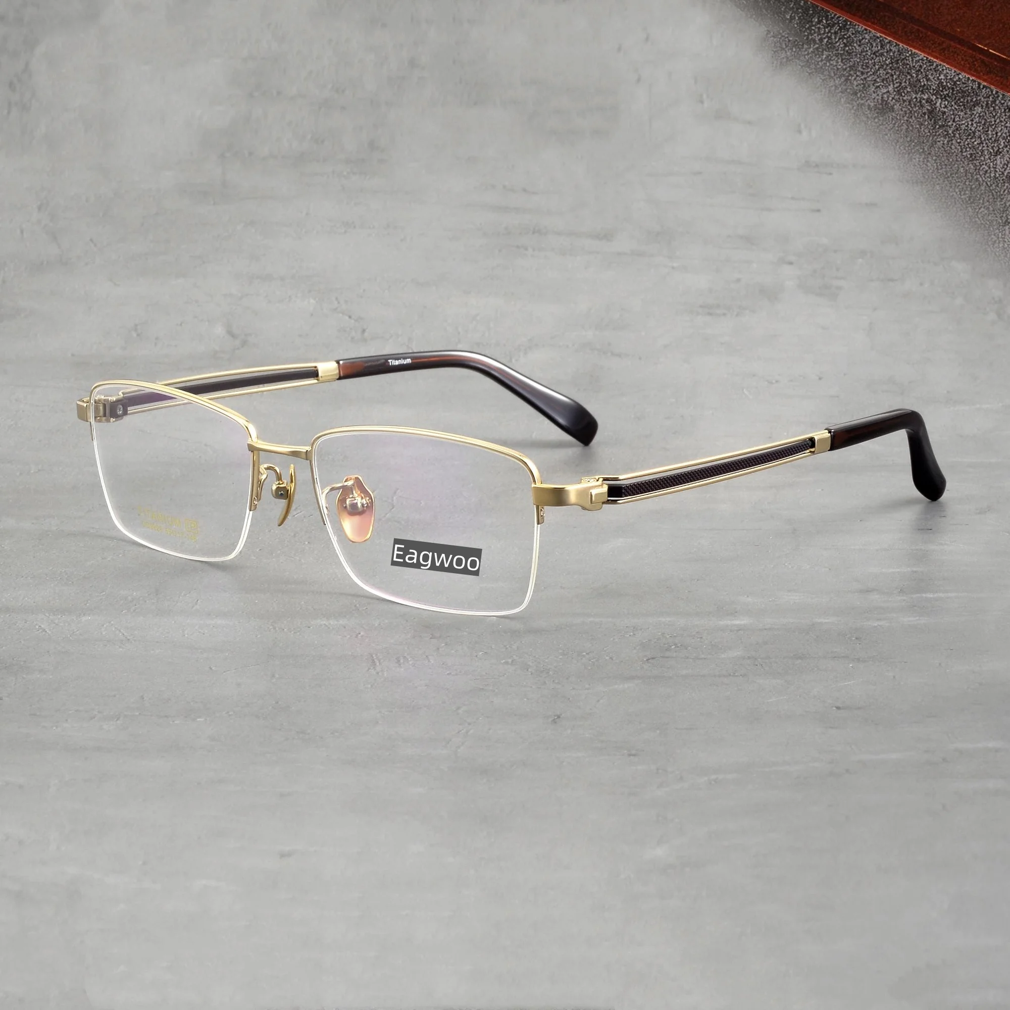 Pure Titanium Eyeglasses Half Rim Optical Frame Prescription Spectacle Business Glasses For Men Super Light Eyeglasses 55mm Wide