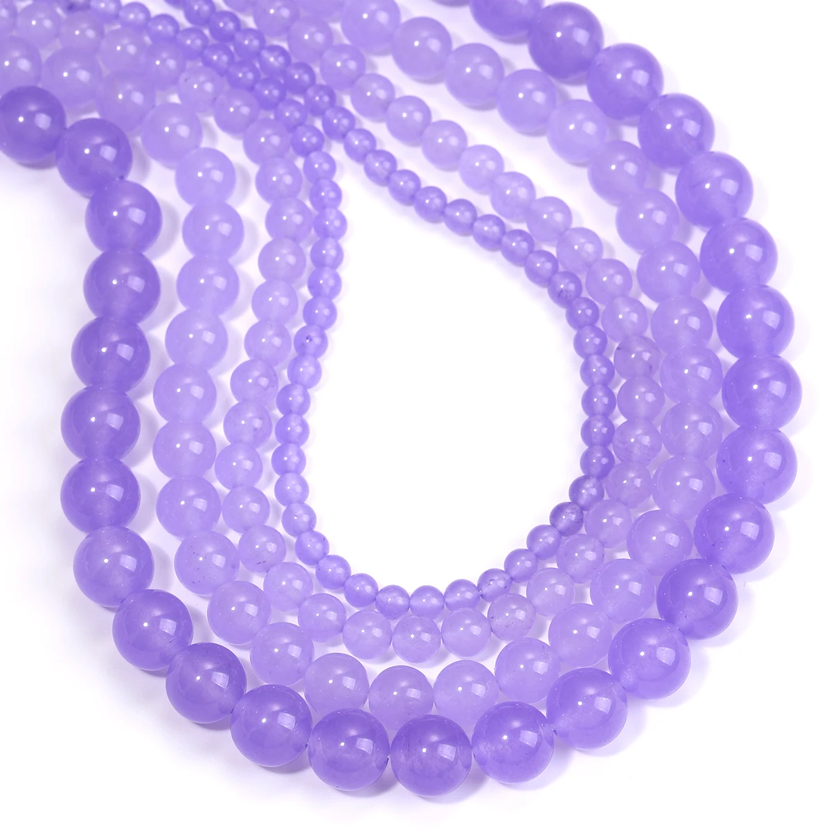 Lila Chalcedon Runde Lose Perlen DIY Charms Armband Halskette Ohrring Für Schmuck Machen 4/6/8/10/12/14mm 15"