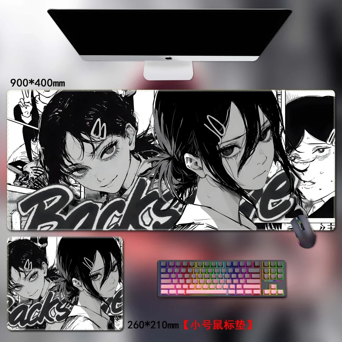 

Коврик для стола из искусственной кожи в стиле манга с бензопилой в стиле Reze | XXL Desgin Cute Gaming Mouse Pad для клавиатуры ноутбука Нескользящий коврик