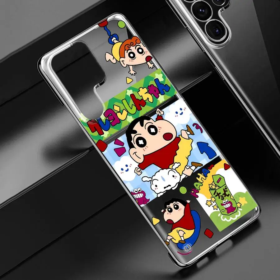 Cartoon Cra-yon Shin-chan Clear Hard Phone Case for Samsung Galaxy S20 FE S21 S22 S23 S24 Ultra S23 FE S22 Plus Transparent Cove