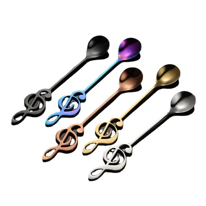 Stainless Steel Coffee Stirring Spoon Musical Note Spoon Mug Teaspoons Music Bar Ice Cream Creative Gift Spoon Kitchen Tableware