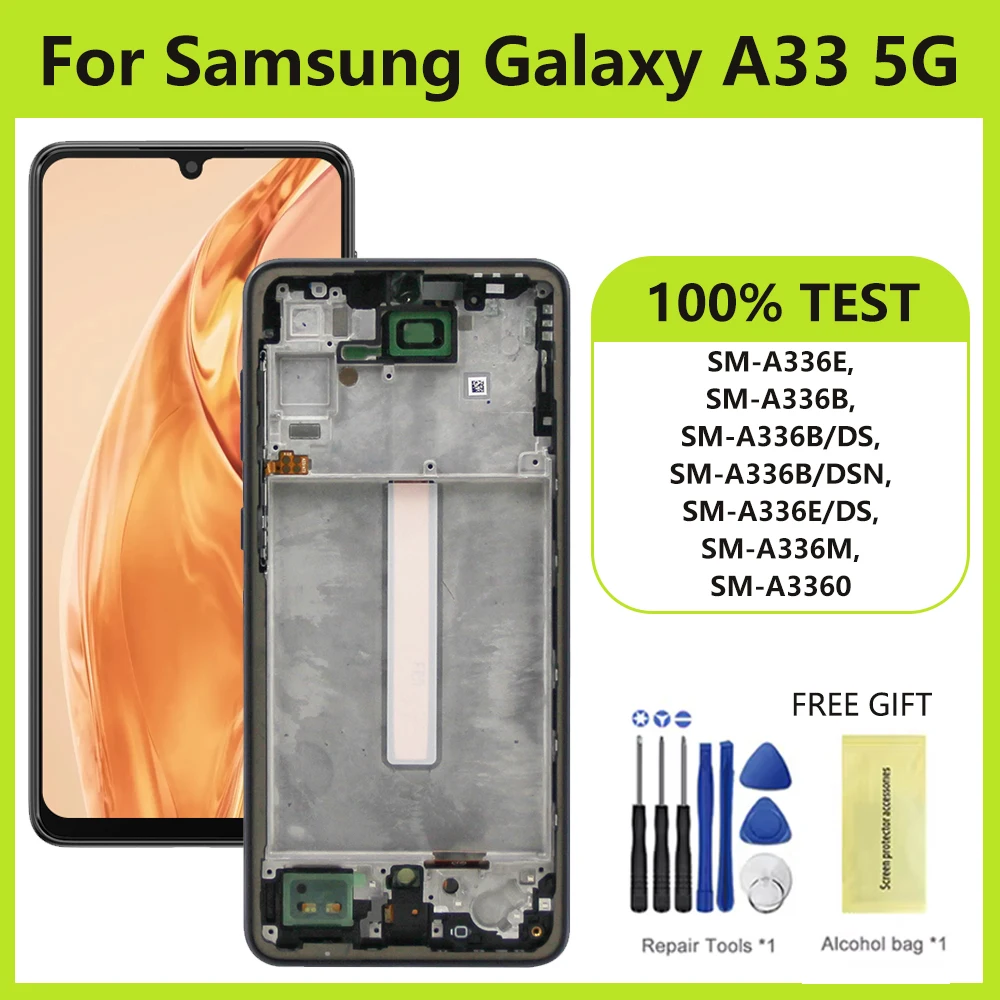 

6,4 ''для Samsung A33 5G ЖК-дисплей A336 A336F A336B SM-A336B Дисплей с дигитайзером сенсорного экрана в сборе для Samsung A336 ЖК-дисплей