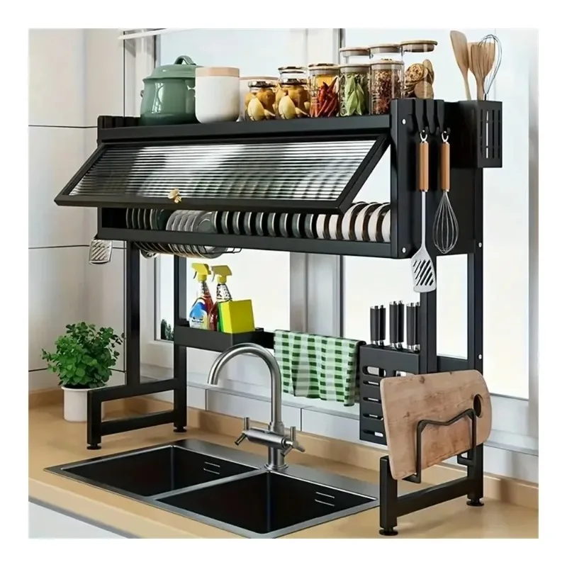 

1 Piece MultiTier Drainage Rack Kitchen Sink Countertop Dustproof Storage Storage Bowl Drying Rack Household Chopsticks Drainage