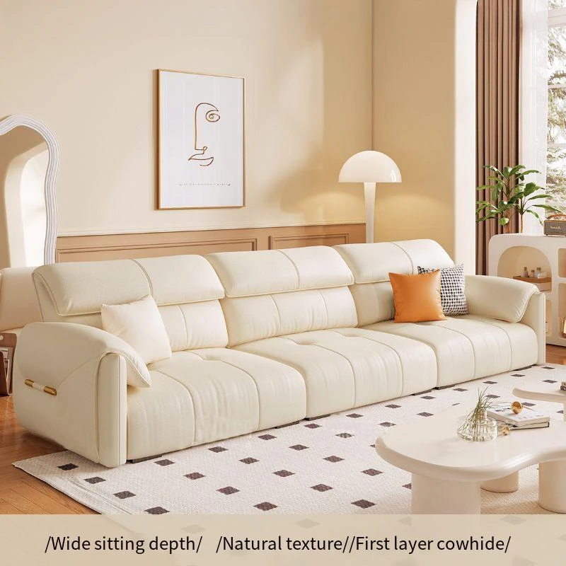 

Large White Italian Sofa Leather Designer Modern Cloud Puffs Living Room Sofas Double Lounge Lazy Divano Letto Home Furniture