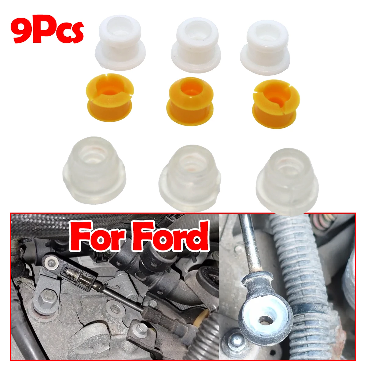 9pcs Gear Shift Lever Linkage Cable Bushing Automatic Transmission End Pivot Grommet Replacement Parts For Ford F150 C-Max Edge