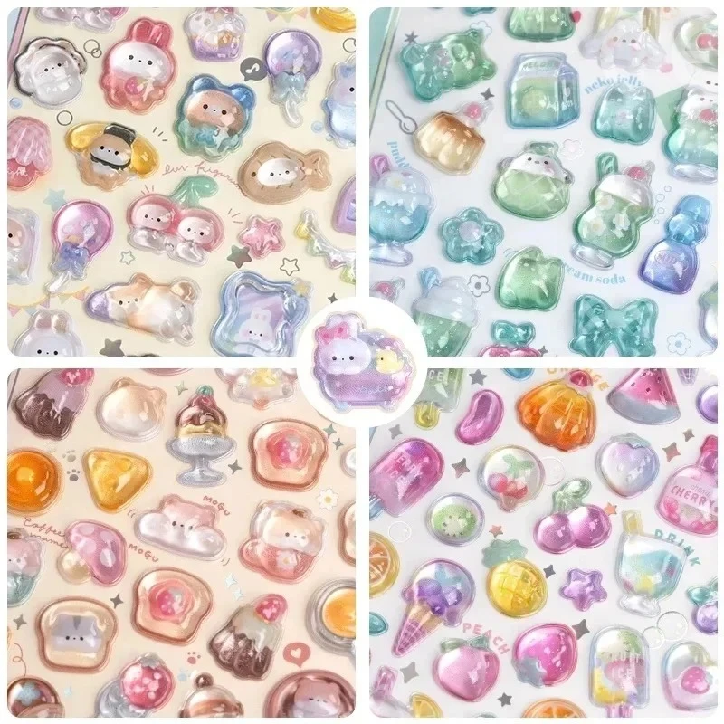 Funny Sweet Furit Ice Cream Pets Drop 3D Relief Sticker Scrapbooking Diy Diary Decor Journaling Stationery Kawaii Stickers image 5