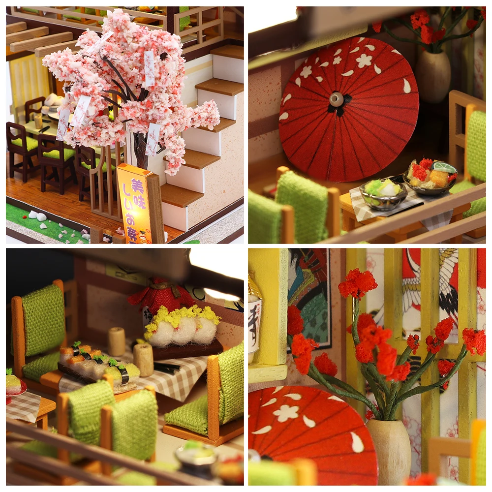 Cutebee Doll House Furniture Miniature Dollhouse DIY Miniature House Japanese architecture Toys for Children