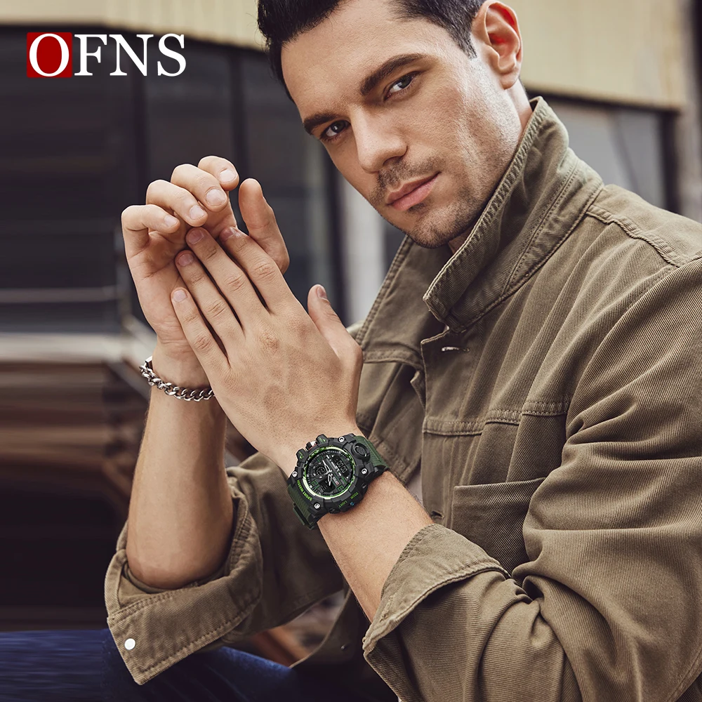 OFNS Luxury G Style Men\'s Watches 50M Waterproof Multifunctional Sports Military Quartz Watch For Male LED Digital Wristwatch