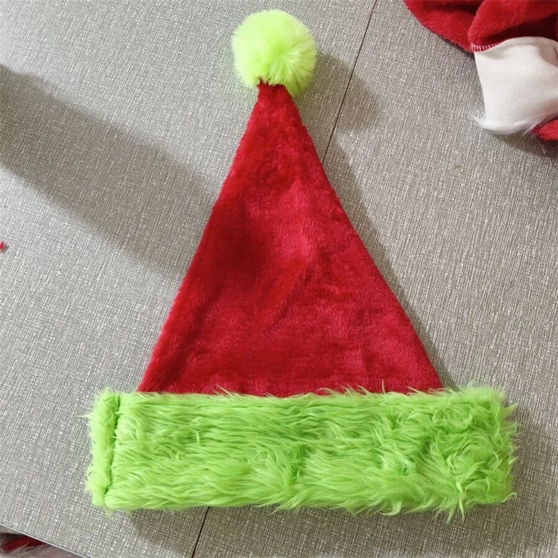 Christmas Adults Hat Plush Green Monster Red and Green Comfortable Soft Fashion Cap